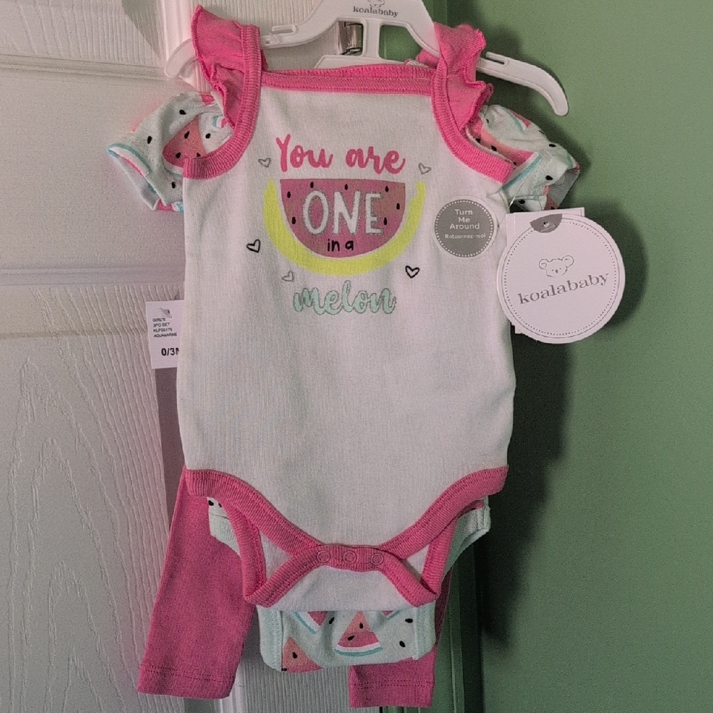Koala Kids Pink and White Melon Bodysuit